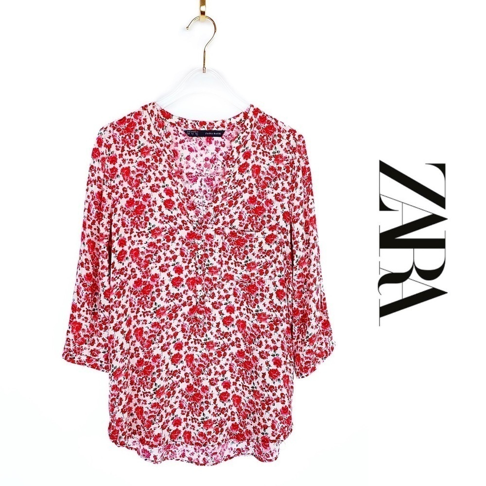 Zara Rose floral top Womens size S